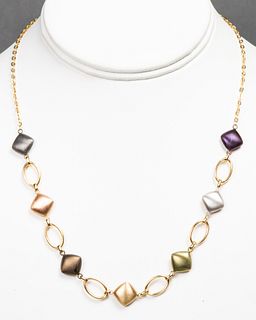 14K Multi-Colored Gold Geometric Link Necklace