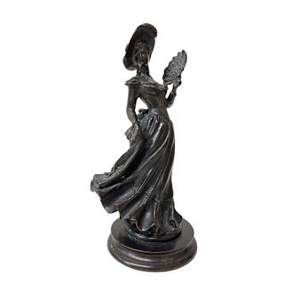 Victorian Woman with Fan Bronze Statue