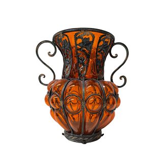 Burnt Orange Antique Victorian Style Vase
