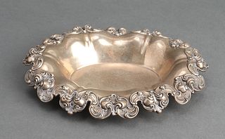 Gorham Silver Dish with Repousse Scroll Motif
