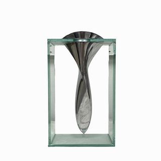 Metal Vase in Trendy Glass Base