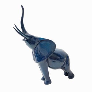 Elegant Blue Bronze Elephant Sculpture