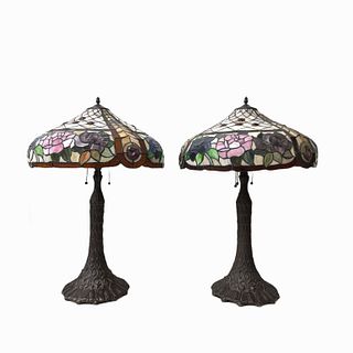 Pair of 20th Century Tiffany Style Lamps