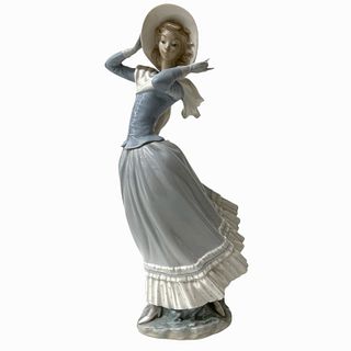Lladro Porcelain Figurine of Woman in White Sunhat