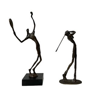 Metal Tennis and Golf Player Figurines