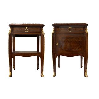 Pair of 19th Century French Marble Top End Tables