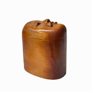 Vintage Carved Wood Face Box