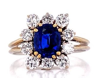 Ceylon Sapphire Diamond 18 Karat White Gold Ring