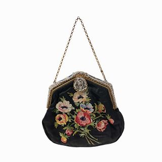 Vintage Micro Beaded And Embroidered Oriental Bag