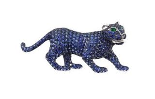 Adler Women's Sapphire Panther Pin Brooch
