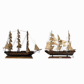 Two Nautical Decor Wooden Ship Figures