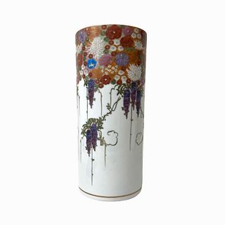 Japanese Porcelain Hand Painted Flower Design Vase