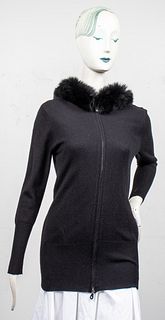 Magaschoni Black Cashmere And Fox Fur Sweater