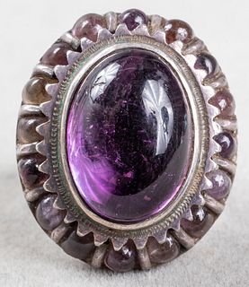 Vintage Taxco Mexican Silver Amethyst Ring