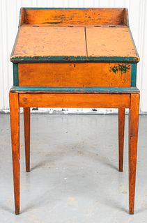 American Paint Decorated Schoolhouse Desk on Stand