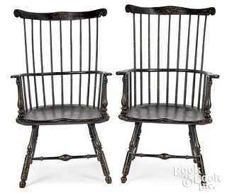 Rare Philadelphia combback Windsor armchairs