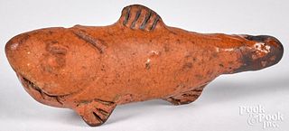 Redware fish whistle, 19th c.