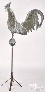 Full bodied copper rooster weathervane