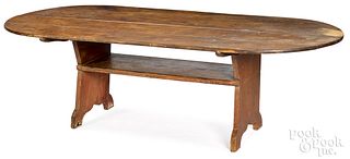 Large pine bench table, 19th c.