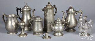 Nine pieces of American pewter