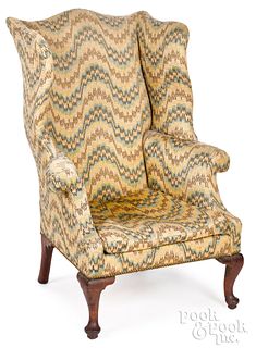 Queen Anne walnut wing chair