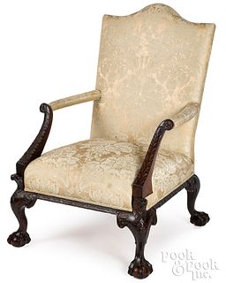 Chippendale mahogany library chair