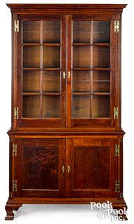 Southern Chippendale walnut two-part bookcase