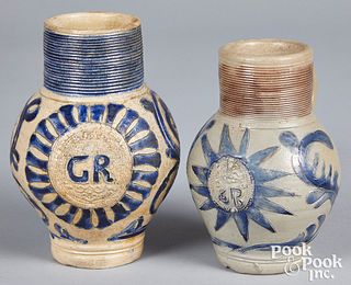 Two German Westerwald stoneware pitchers