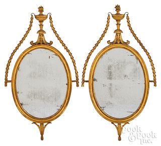 Pair of George III giltwood mirrors, late 18th c.