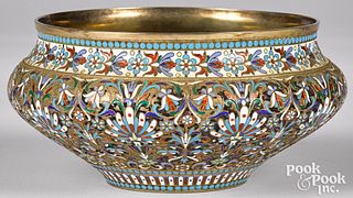 Russian silver enamel bowl