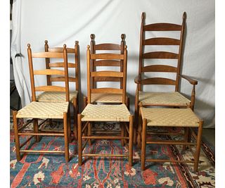 Set of  5 Shaker Style Chairs and Ottoman