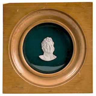 A RUSSIAN BISQUE CAMEO OF A MILITARY FIGURE