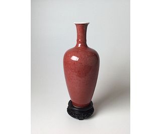 Chinese Monochrome Pink Glazed Vase 