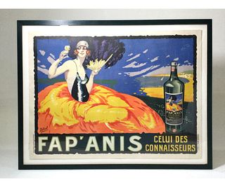 Large Vintage French Poster Mounted Fapâ€™Anis