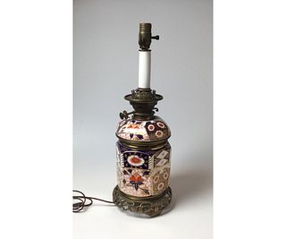 Imari Pattern Converted Oil Lamp
