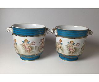 Pr. Hand Painted Meissen Porcelain Cachâ€™ Pots