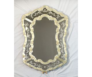 Beautiful Etched And Gold Venetian Mirror Made In Italy