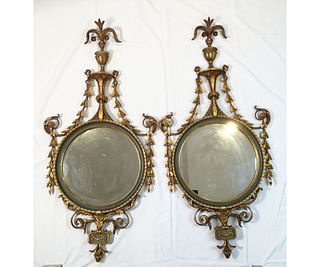 Pair of Elegant Adam Style Round Mirrors