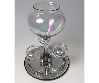 Antique Harrach Iridescent Soap Bubble Art Glass Epergne