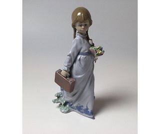Lladro Girl with Bag and Flowers