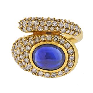 18k Gold Diamond Sapphire Wrap Ring