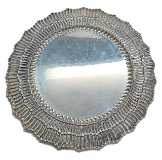 Pair Buccellati Linenfold Sterling Silver Round Serving Trays