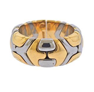 Bvlgari Bulgari Parentesi 18k Gold Steel Band Ring
