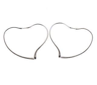 Tiffany & Co Elsa Peretti Open Heart Large Silver Earrings 