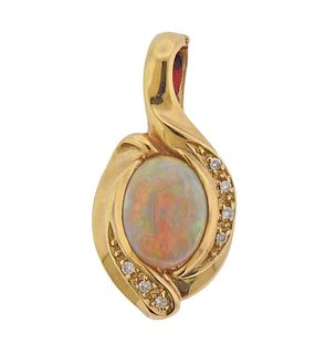 14k Gold Diamond Opal Pendant Enhancer
