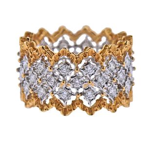 Buccellati 18k Gold Diamond Wide Band Ring
