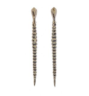 Tiffany & Co Elsa Peretti Sterling Silver Long Snake Earrings 