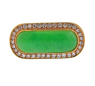 18k Gold Jade Diamond Ring