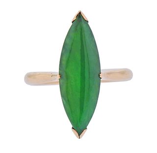 2.68ct Natural Jadeite Jade Antique 18k Gold Ring