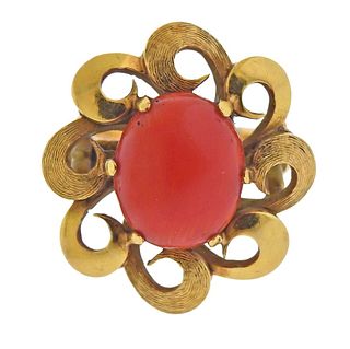 1960s 18k Gold Coral Ring 